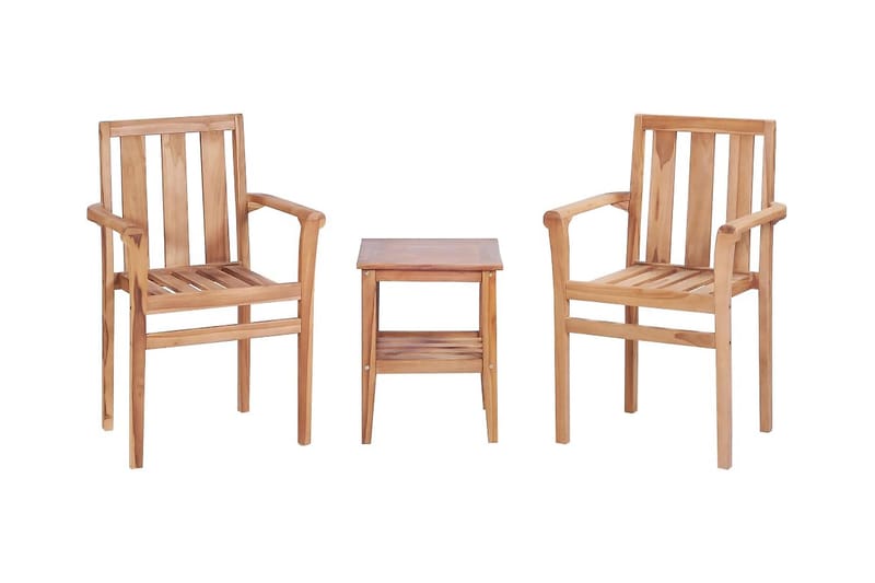 Bistrosæt 3 Dele Massivt Teaktræ - Brun - Havemøbler - Balkon - Balkonmøbler - Altansæt