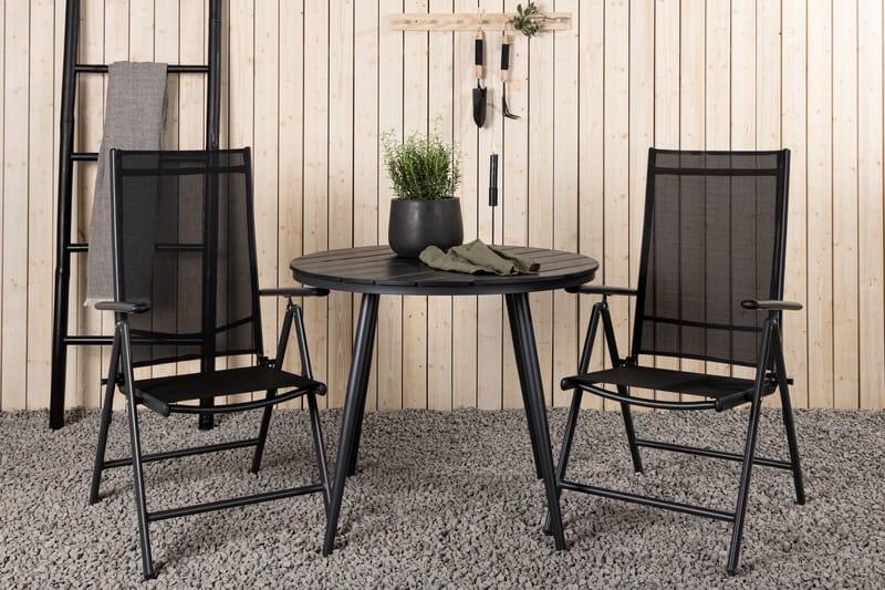 Break Cafésæt Ø90 cm + 2 Break Positionsstole - Sort - Havemøbler - Balkon - Balkonmøbler - Altansæt