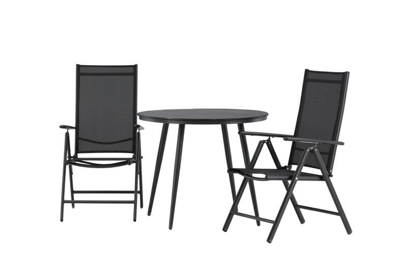 Break Cafésæt Ø90 cm + 2 Break Positionsstole - Sort - Havemøbler - Balkon - Balkonmøbler - Altansæt