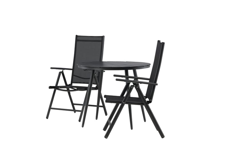 Break Cafésæt Ø90 cm + 2 Break Positionsstole - Sort - Havemøbler - Balkon - Balkonmøbler - Altansæt