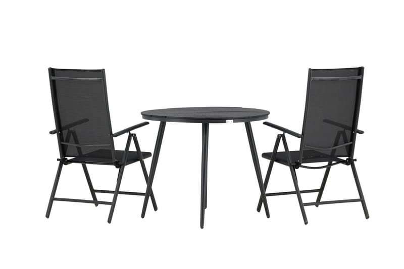 Break Cafésæt Ø90 cm + 2 Break Positionsstole - Sort - Havemøbler - Balkon - Balkonmøbler - Altansæt