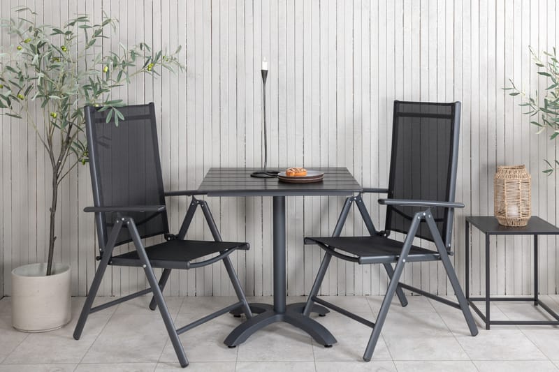 Colorado Cafés�æt 70 cm + 2 Break Positionsstole - Sort - Havemøbler - Balkon - Balkonmøbler - Altansæt