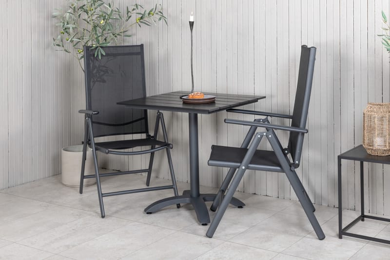 Colorado Cafésæt 70 cm + 2 Break Positionsstole - Sort - Havemøbler - Balkon - Balkonmøbler - Altansæt