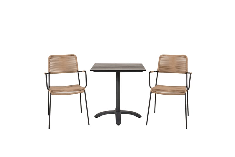 Colorado Cafésæt 70 cm + 2 Lindos Lænestole - Sort - Havemøbler - Balkon - Balkonmøbler - Altansæt
