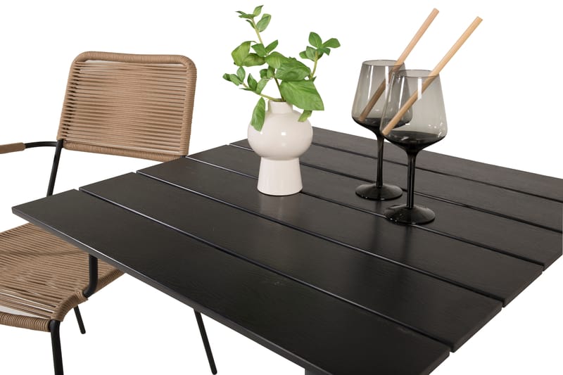 Colorado Cafésæt 70 cm + 2 Lindos Lænestole - Sort - Havemøbler - Balkon - Balkonmøbler - Altansæt