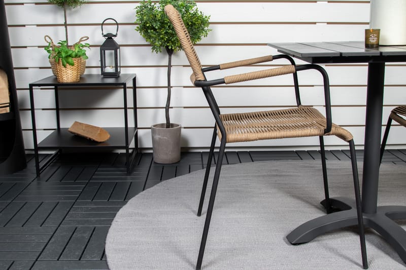 Colorado Cafésæt 70 cm + 2 Lindos Lænestole - Sort - Havemøbler - Balkon - Balkonmøbler - Altansæt