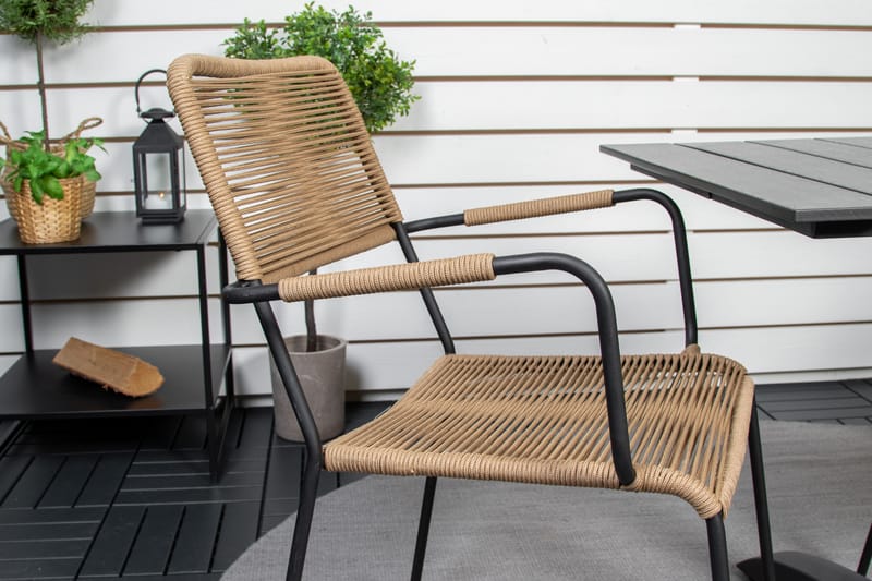 Colorado Cafésæt 70 cm + 2 Lindos Lænestole - Sort - Havemøbler - Balkon - Balkonmøbler - Altansæt