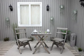 Gruppe af udendørs møbler Wilma & Knohult - Grå - Havemøbler - Balkon - Balkonmøbler - Altansæt