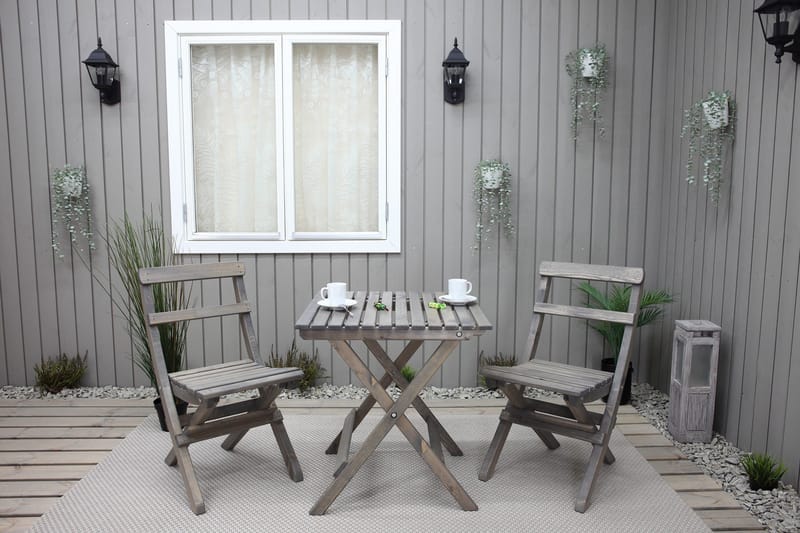 Gruppe af udendørs møbler Wilma & Knohult - Grå - Havemøbler - Balkon - Balkonmøbler - Altansæt