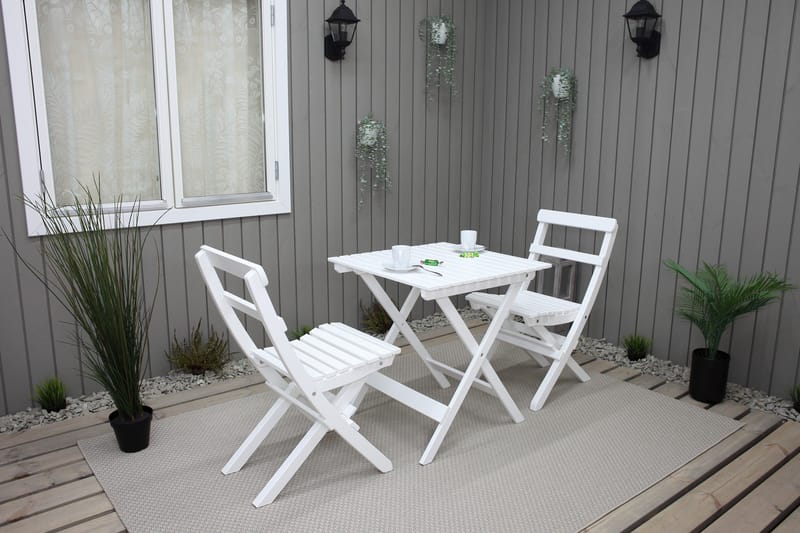 Gruppe af udendørs møbler Wilma & Knohult - Hvid - Havemøbler - Balkon - Balkonmøbler - Altansæt