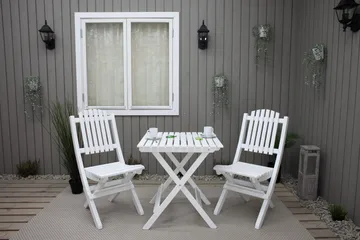 Gruppe af udendørs møbler Wilma & Visby - Hvid - Havemøbler - Balkon - Balkonmøbler - Altansæt