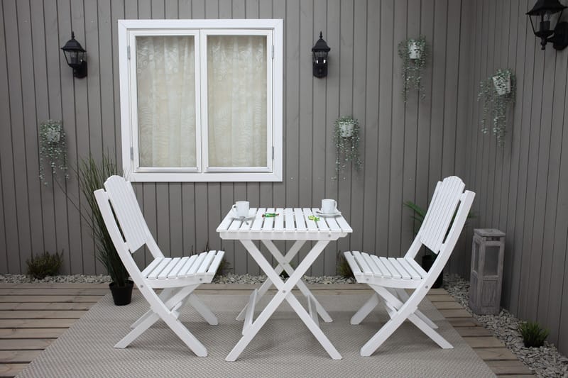 Gruppe af udendørs møbler Wilma & Visby - Hvid - Havemøbler - Balkon - Balkonmøbler - Altansæt
