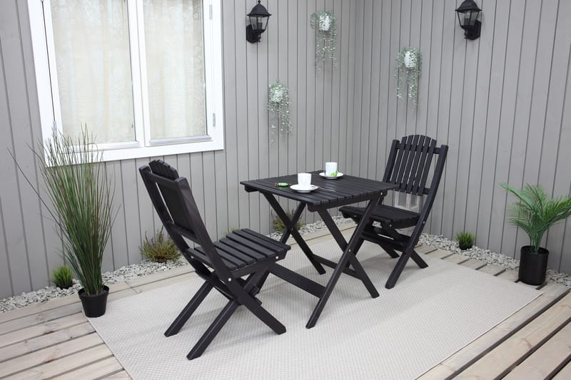 Gruppe af udendørs møbler Wilma & Visby - Kaffe sort - Havemøbler - Balkon - Balkonmøbler - Altansæt