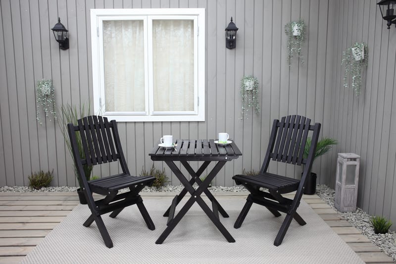 Gruppe af udendørs møbler Wilma & Visby - Kaffe sort - Havemøbler - Balkon - Balkonmøbler - Altansæt