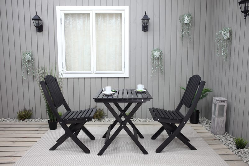 Gruppe af udendørs møbler Wilma & Visby - Kaffe sort - Havemøbler - Balkon - Balkonmøbler - Altansæt