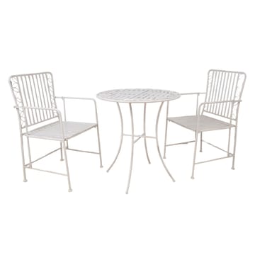 Altansæt HOME4YOU Jasmine bord og 2 stole antikhvidt metal - antik hvid - Havemøbler - Balkon - Balkonmøbler - Altansæt