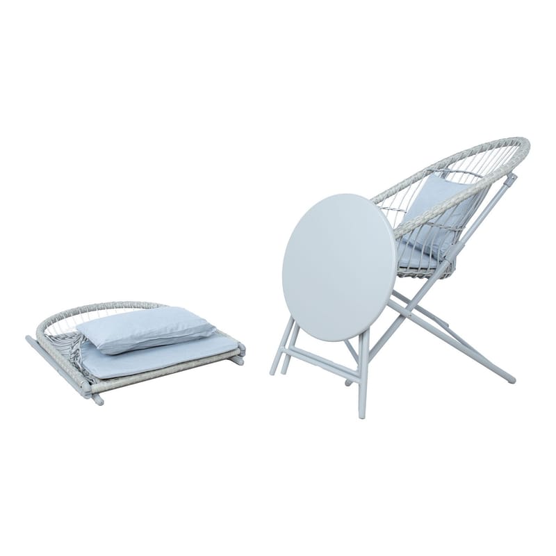 Altansæt HOME4YOU Yolanda 2 stole og bord lysegrå - lysegrå - Havemøbler - Balkon - Balkonmøbler - Altansæt