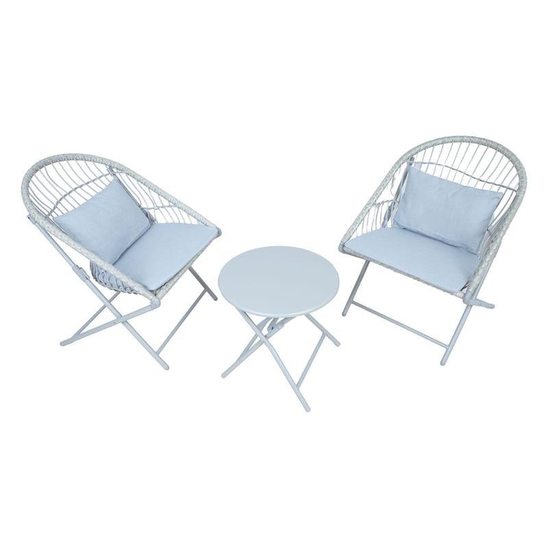 Altansæt HOME4YOU Yolanda 2 stole og bord lysegrå - lysegrå - Havemøbler - Balkon - Balkonmøbler - Altansæt