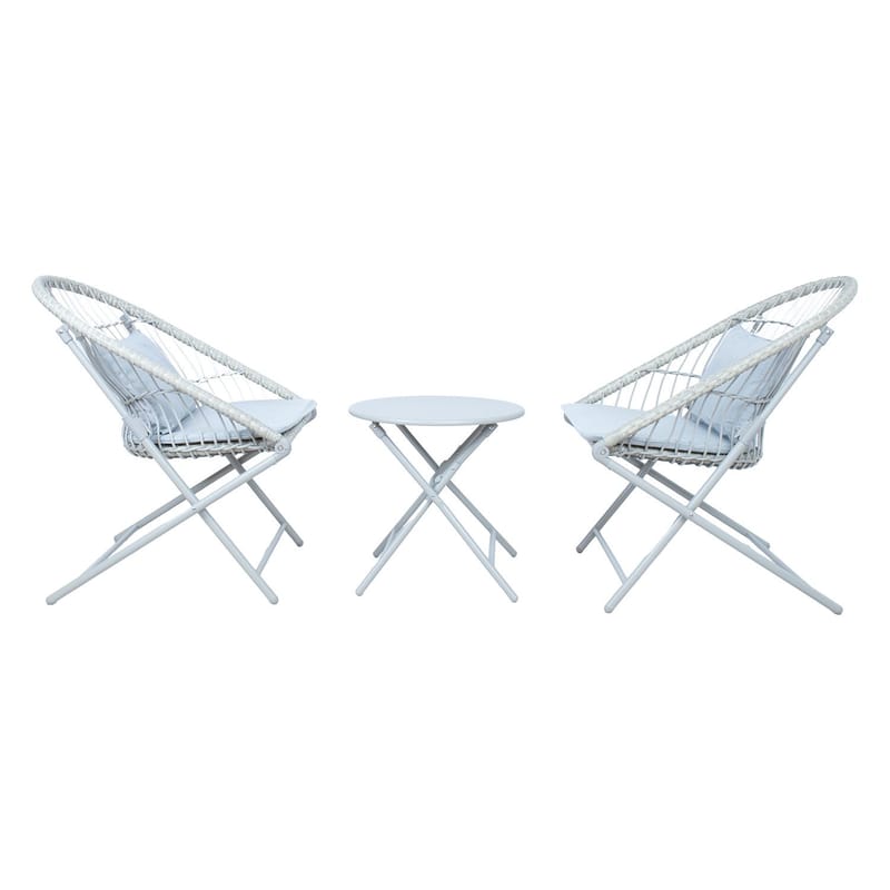 Altansæt HOME4YOU Yolanda 2 stole og bord lysegrå - lysegrå - Havemøbler - Balkon - Balkonmøbler - Altansæt