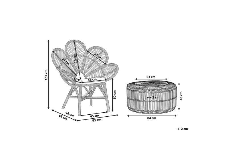 Limni Balkonsæt 140 cm + 2 Lorentine Lænestole - Træ/Natur - Altansæt - Cafesæt