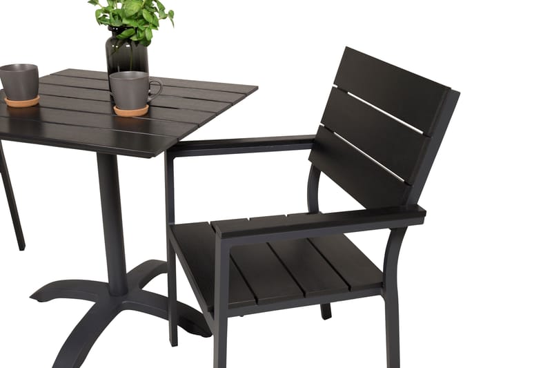 Norfolk Cafésæt inkl 2 Konob Stole - Sort - Havemøbler - Balkon - Balkonmøbler - Altansæt
