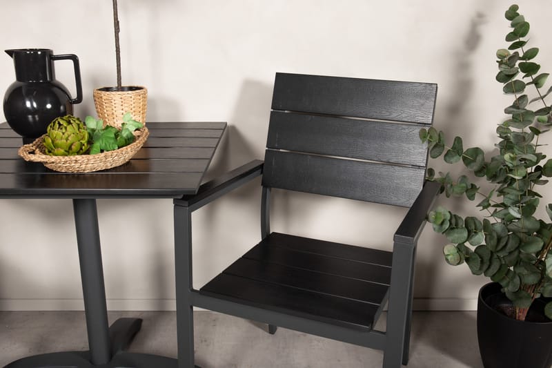 Norfolk Cafésæt inkl 2 Konob Stole - Sort - Havemøbler - Balkon - Balkonmøbler - Altansæt