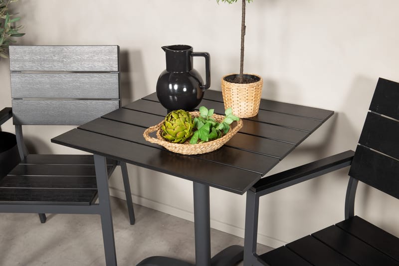 Norfolk Cafésæt inkl 2 Konob Stole - Sort - Havemøbler - Balkon - Balkonmøbler - Altansæt