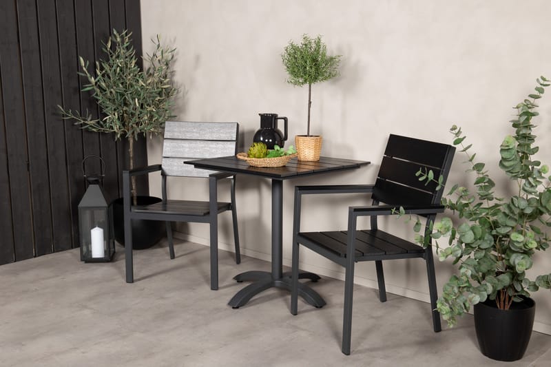 Norfolk Cafésæt inkl 2 Konob Stole - Sort - Havemøbler - Balkon - Balkonmøbler - Altansæt