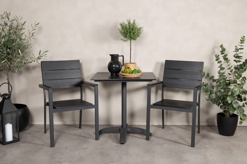 Norfolk Cafésæt inkl 2 Konob Stole - Sort - Havemøbler - Balkon - Balkonmøbler - Altansæt