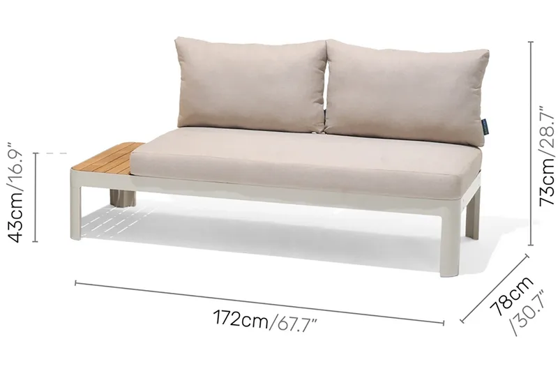 Portals Loungesæt 2-pers - Vit / teak - Havemøbler - Balkon - Balkonmøbler - Altansæt