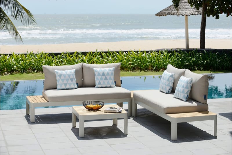 Portals Loungesæt 4-pers - Vit / teak - Have - Udendørs miljø - Altan & terrasse - Altanmøbler