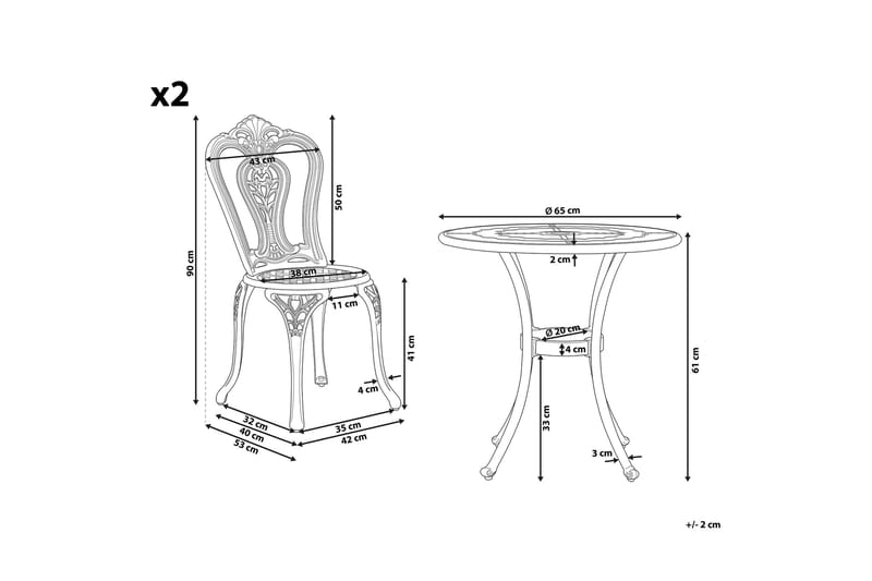Radogna Balkonsæt 65 cm + 2 Stole - Brun - Havemøbler - Balkon - Balkonmøbler - Altansæt
