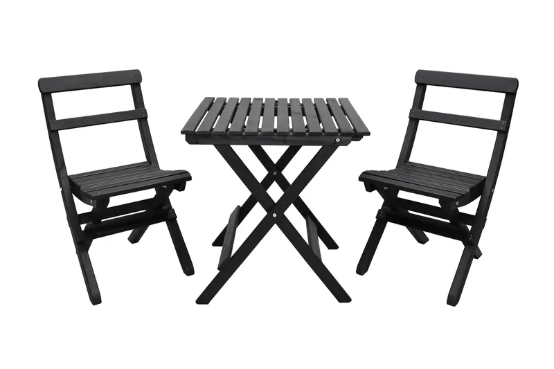 Wilma Cafésæt 65x65 cm + 2 Stole Grå/Hvid, Baltic Garden