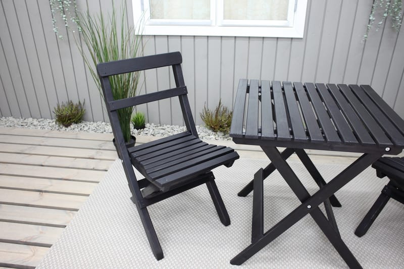 Wilma Cafésæt 65x65 cm + 2 Stole Grå/Hvid - Baltic Garden - Havemøbler - Balkon - Balkonmøbler - Altansæt