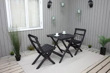 Wilma Cafésæt 65x65 cm + 2 Stole Grå/Hvid - Baltic Garden - Havemøbler - Balkon - Balkonmøbler - Altansæt