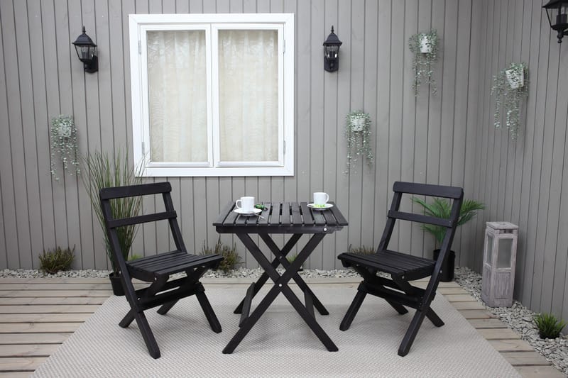 Wilma Cafésæt 65x65 cm + 2 Stole Grå/Hvid - Baltic Garden - Havemøbler - Balkon - Balkonmøbler - Altansæt