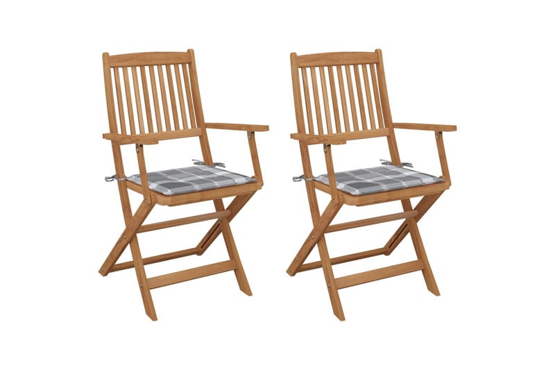 Foldbare Havestole 2 Stk. Med Hynder massivt Akacietræ - Havemøbler - Balkon - Balkonmøbler - Altanstole