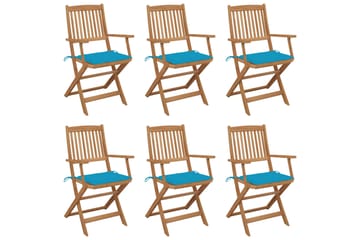 Foldbare Havestole 6 Stk. Med Hynder massivt Akacietræ - Havemøbler - Balkon - Balkonmøbler - Altanstole