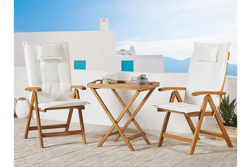 Havesæt 2 st Akacietræ med hynde JAVA - Træ/natur - Havemøbler - Balkon - Balkonmøbler - Altanstole