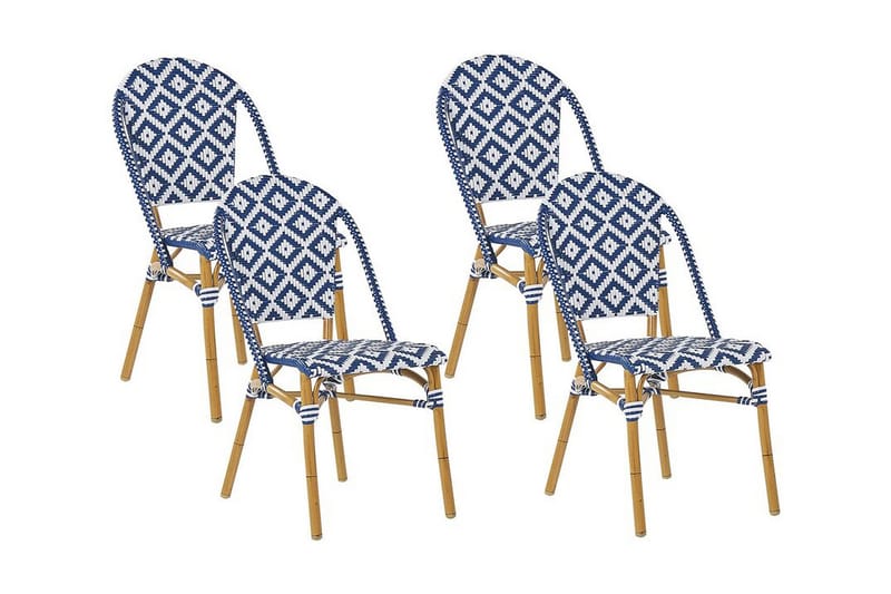 Havestol 4 st blå/hvid mønster RIFREDDO - Blå - Havemøbler - Balkon - Balkonmøbler - Altanstole