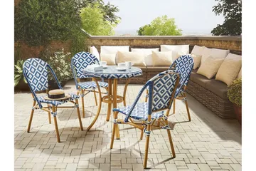 Havestol 4 st blå/hvid mønster RIFREDDO - Blå - Havemøbler - Balkon - Balkonmøbler - Altanstole