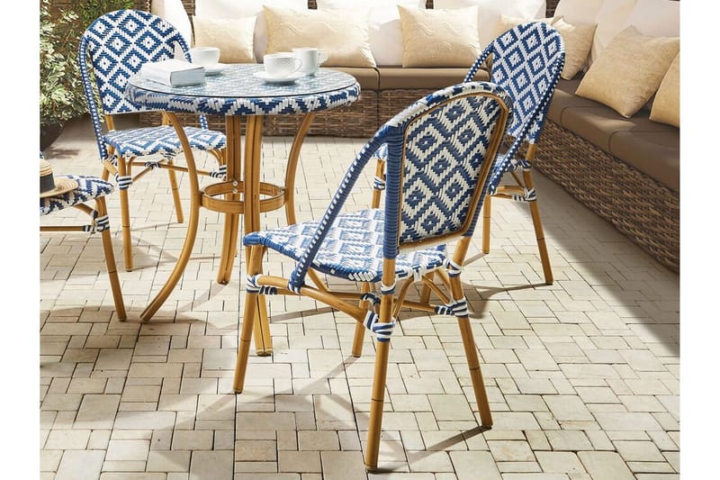 Havestol 4 st blå/hvid mønster RIFREDDO - Blå - Havemøbler - Balkon - Balkonmøbler - Altanstole