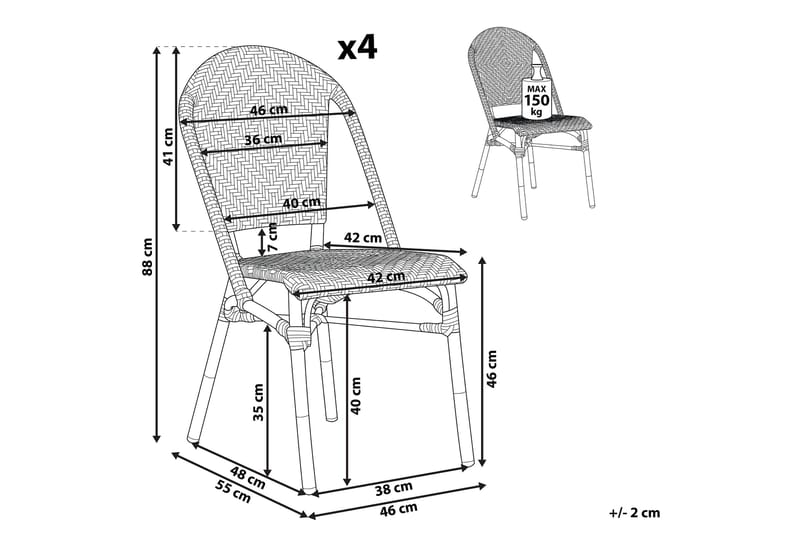 Havestol 4 st blå/hvid mønster RIFREDDO - Blå - Havemøbler - Balkon - Balkonmøbler - Altanstole