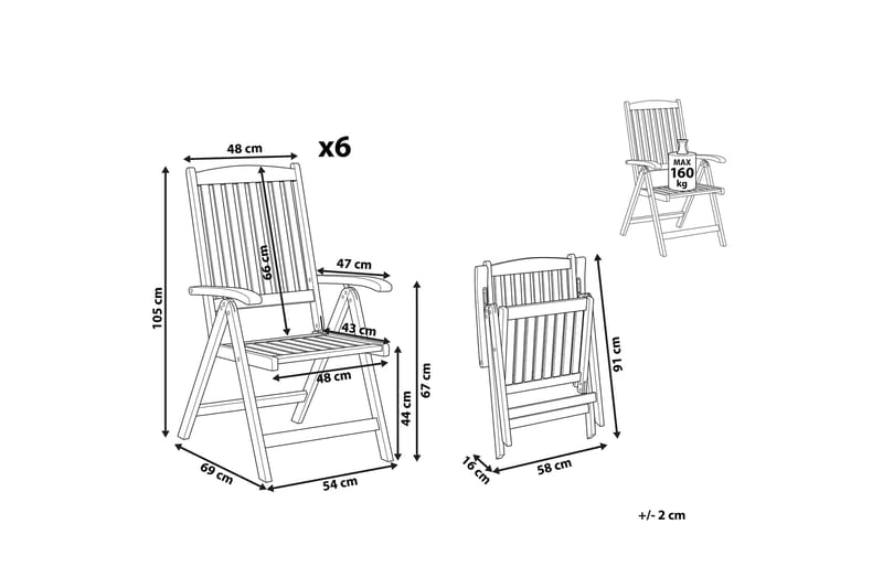 Havestol 6 akacietræ lysebrun JAVA - Træ / natur - Havemøbler - Balkon - Balkonmøbler - Altanstole