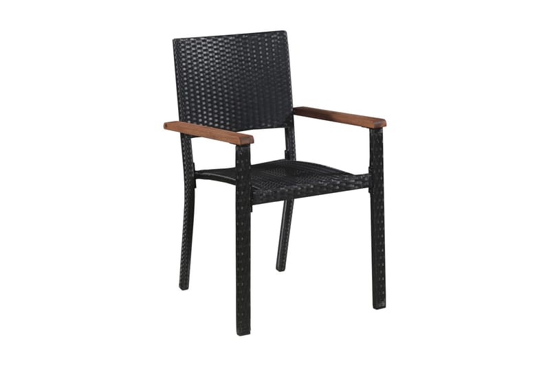 Havestole 2 Stk. Polyrattan Sort - Sort - Havemøbler - Balkon - Balkonmøbler - Altanstole