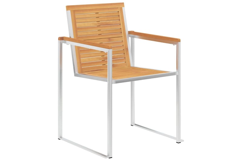 havestole 4 stk. massivt teaktræ og rustfrit stål - Brun - Havemøbler - Balkon - Balkonmøbler - Altanstole