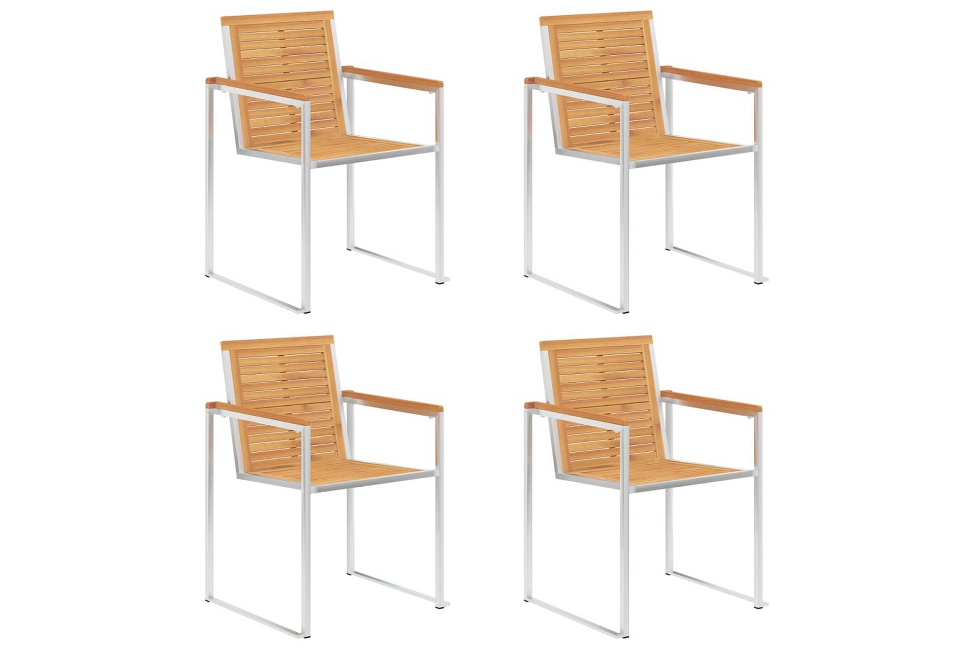 havestole 4 stk. med hynder massivt teaktræ - Brun - Havemøbler - Balkon - Balkonmøbler - Altanstole
