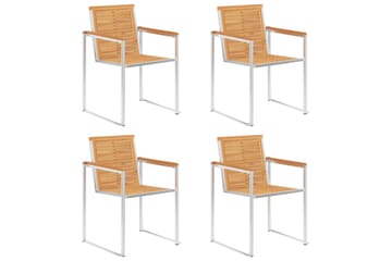 havestole 4 stk. med hynder massivt teaktræ - Brun - Havemøbler - Balkon - Balkonmøbler - Altanstole