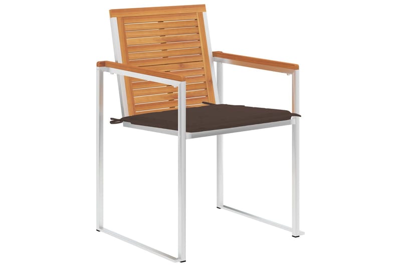 Havestole Med Hynder 2 Stk. massivt Akacietræ og Stål - Brun - Havemøbler - Balkon - Balkonmøbler - Altanstole