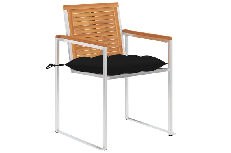 Havestole Med Hynder 2 Stk. massivt Akacietræ og Stål - Brun - Havemøbler - Balkon - Balkonmøbler - Altanstole